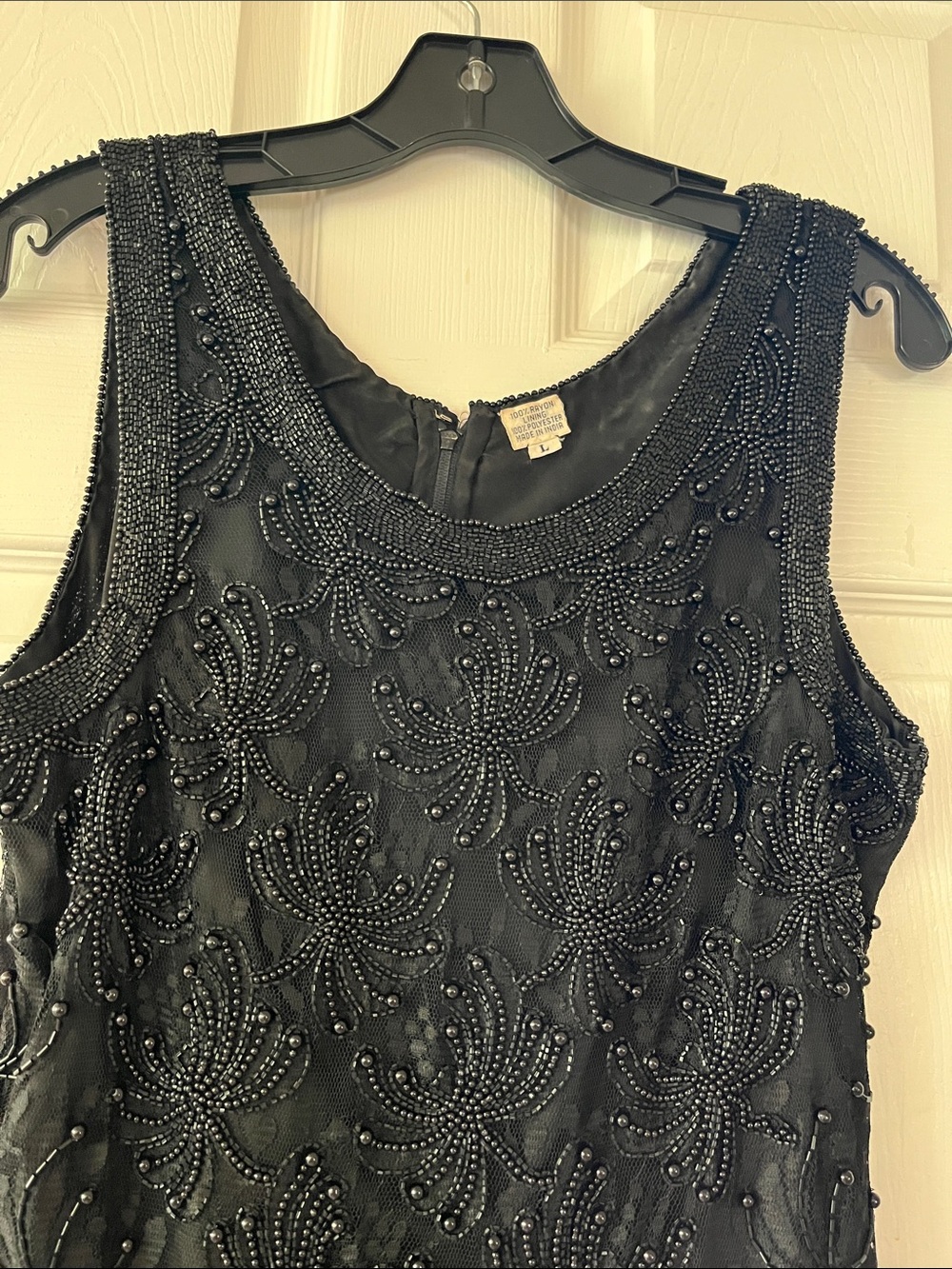Scala Black Beaded Sleeveless Mini Dress W/Matching Ling Sleeve Coat - Picture 2 of 7